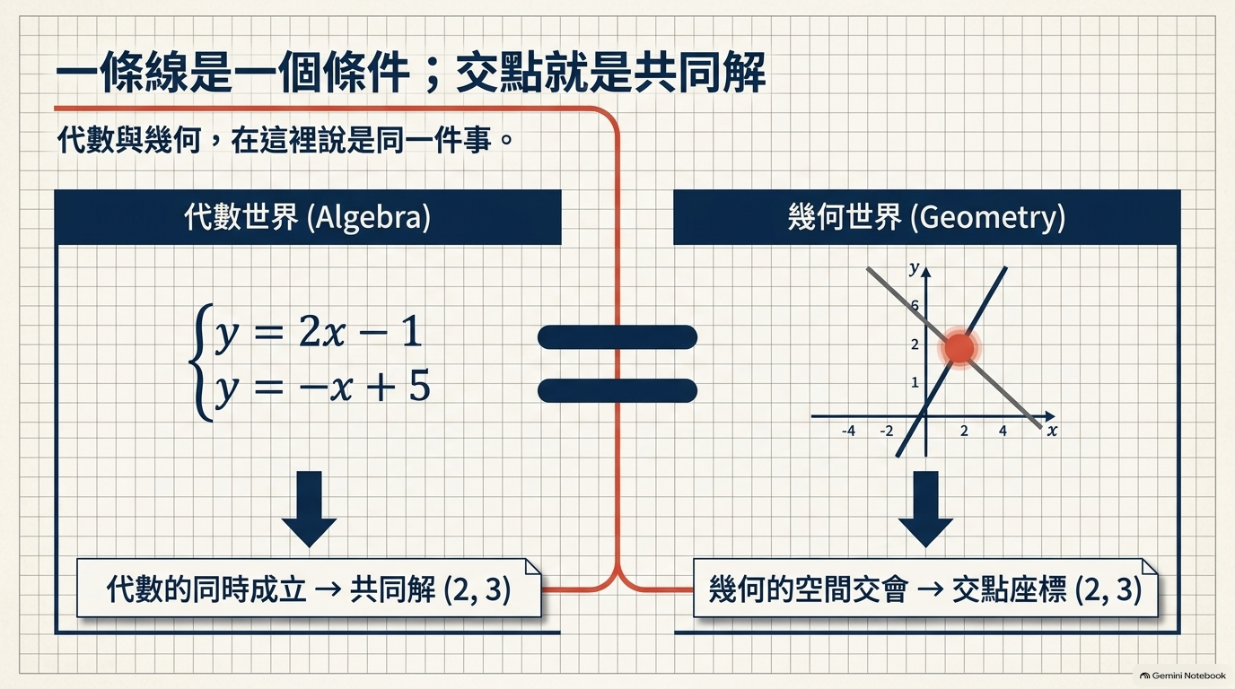 代數共同解與幾何交點的對照